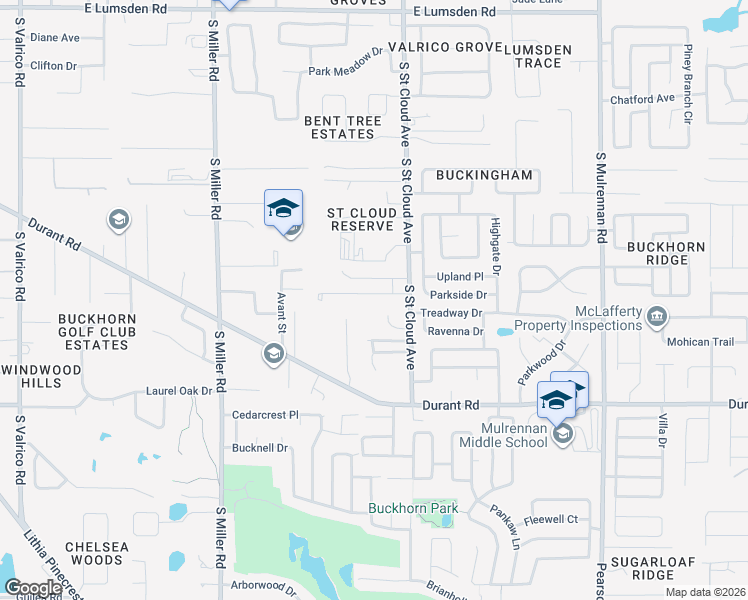 map of restaurants, bars, coffee shops, grocery stores, and more near 2823 Windcrest Oaks Court in Valrico