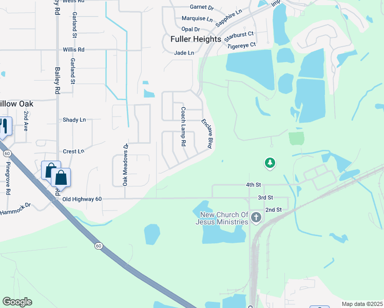 map of restaurants, bars, coffee shops, grocery stores, and more near 3220 Enclave Boulevard in Mulberry