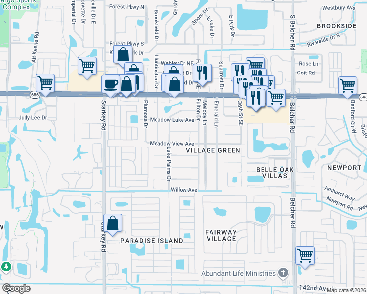 map of restaurants, bars, coffee shops, grocery stores, and more near 3135 Pine Tree Avenue in Largo
