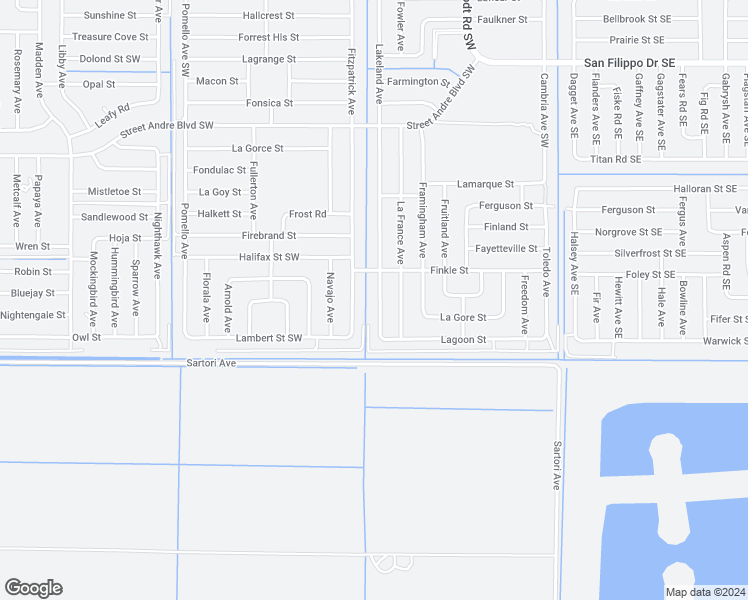 map of restaurants, bars, coffee shops, grocery stores, and more near 3340 Lakeland Avenue in Palm Bay