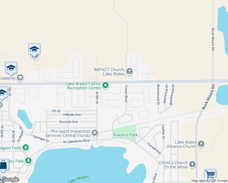map of restaurants, bars, coffee shops, grocery stores, and more near 935 Oxford Way in Lake Wales