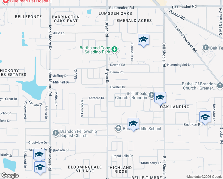 map of restaurants, bars, coffee shops, grocery stores, and more near 708 Regent Circle North in Brandon