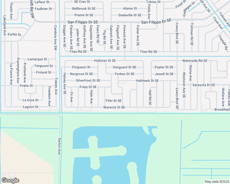 map of restaurants, bars, coffee shops, grocery stores, and more near 3253 Aspen Road Southeast in Palm Bay