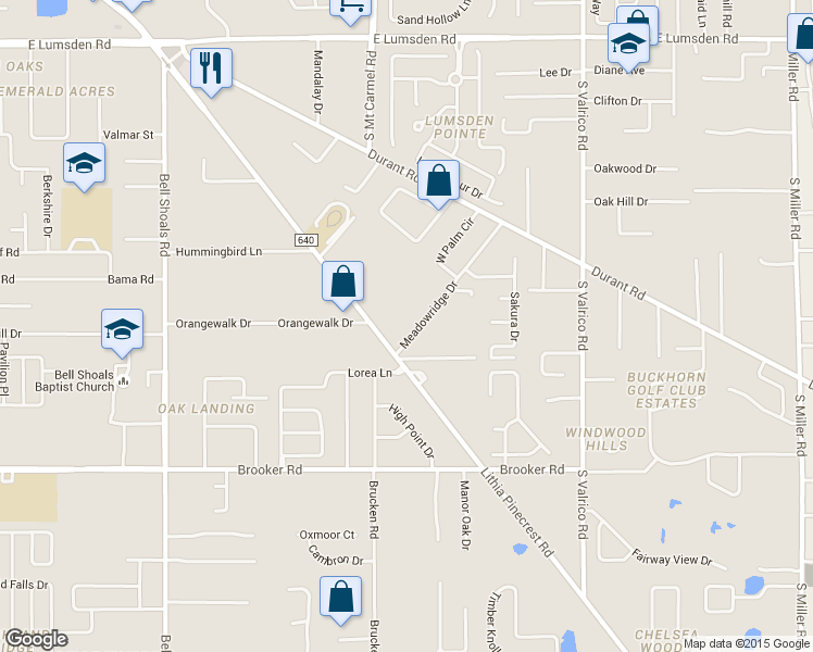map of restaurants, bars, coffee shops, grocery stores, and more near 1926 Meadowridge Drive in Valrico