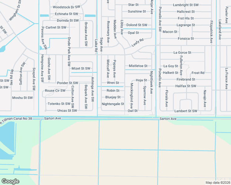 map of restaurants, bars, coffee shops, grocery stores, and more near 838 Robin Street in Palm Bay
