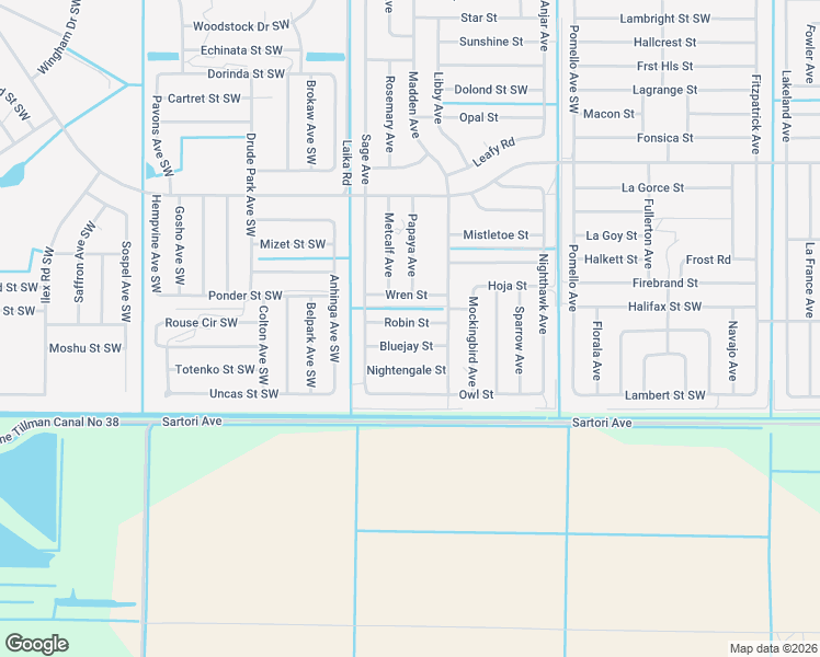 map of restaurants, bars, coffee shops, grocery stores, and more near 838 Robin Street in Palm Bay