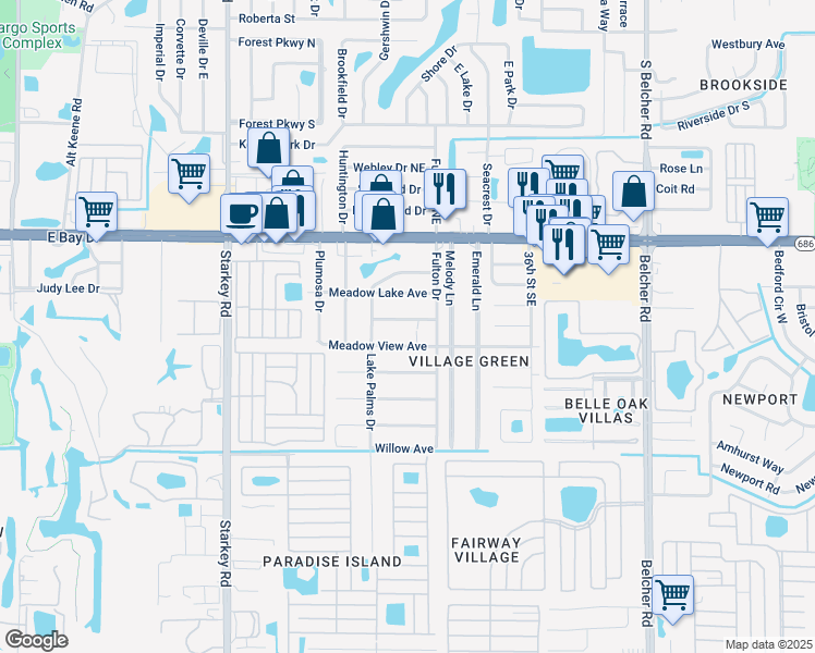 map of restaurants, bars, coffee shops, grocery stores, and more near 3090 Brookview Avenue in Largo