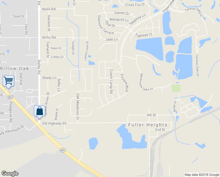 map of restaurants, bars, coffee shops, grocery stores, and more near 2932 Coach Lamp Road in Mulberry