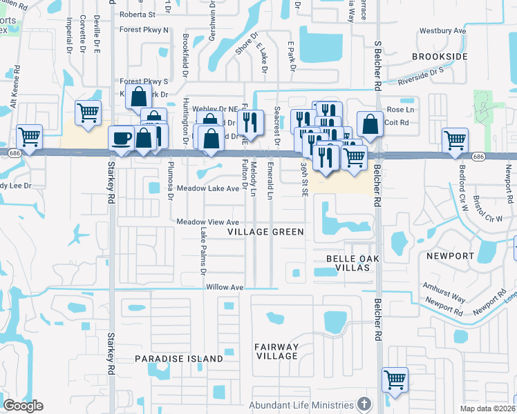 map of restaurants, bars, coffee shops, grocery stores, and more near 127 Melody Lane in Largo