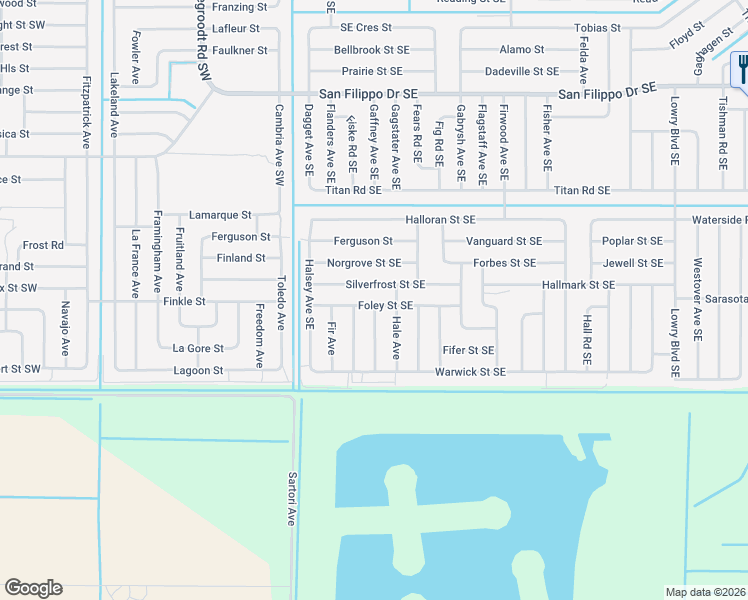 map of restaurants, bars, coffee shops, grocery stores, and more near 175 Foley Street Southeast in Palm Bay