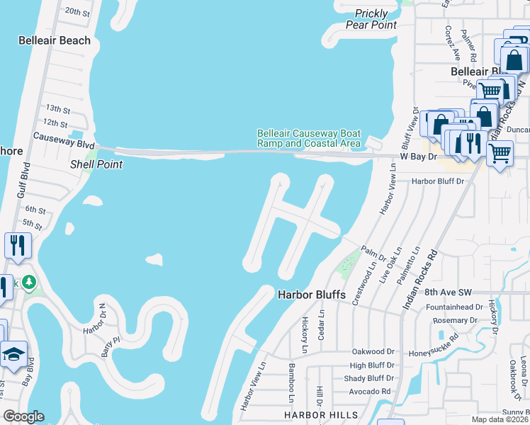 map of restaurants, bars, coffee shops, grocery stores, and more near 203 Driftwood Lane in Largo
