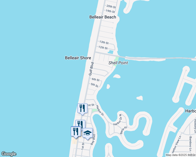 map of restaurants, bars, coffee shops, grocery stores, and more near 113 6th Street in Belleair Beach