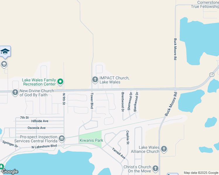 map of restaurants, bars, coffee shops, grocery stores, and more near 1427 Chamberlain Loop in Lake Wales