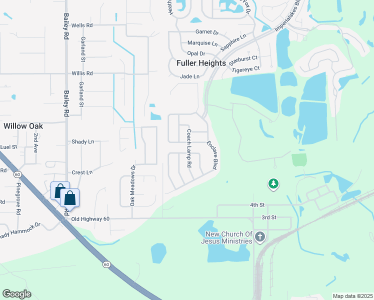 map of restaurants, bars, coffee shops, grocery stores, and more near 2948 Coach Lamp Road in Mulberry