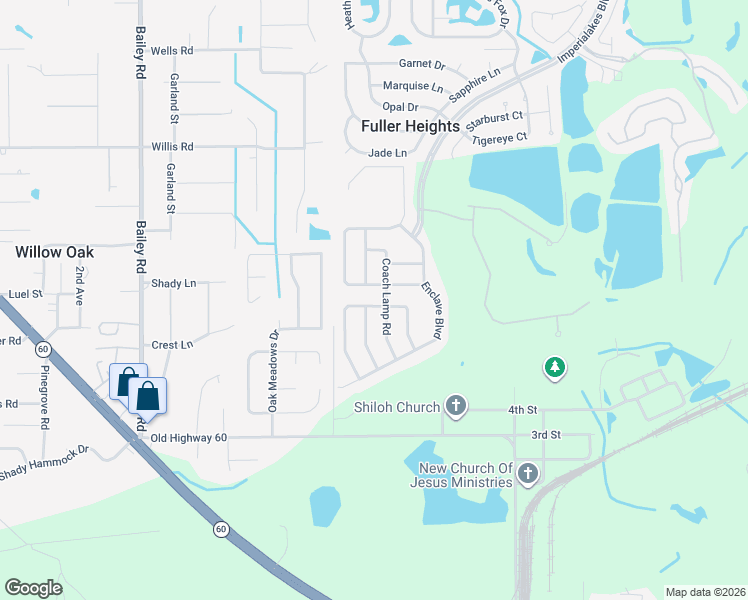 map of restaurants, bars, coffee shops, grocery stores, and more near 2784 Oak Hammock Loop in Mulberry