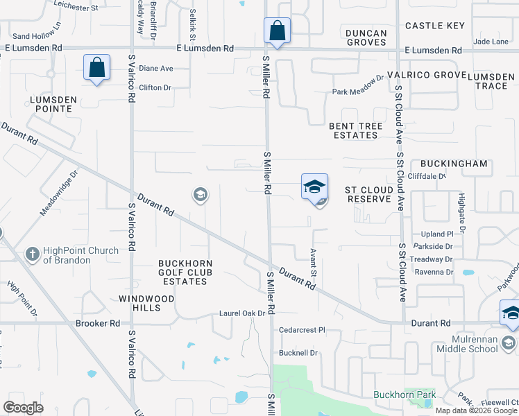 map of restaurants, bars, coffee shops, grocery stores, and more near 2313 Dovewood Estates Court in Valrico