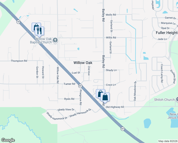 map of restaurants, bars, coffee shops, grocery stores, and more near 2835 2nd Avenue in Mulberry