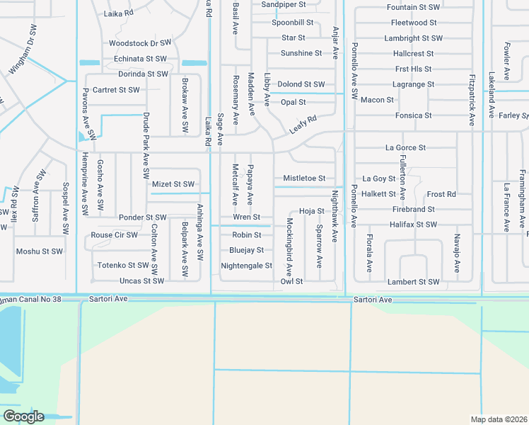 map of restaurants, bars, coffee shops, grocery stores, and more near 3191 Papaya Avenue in Palm Bay