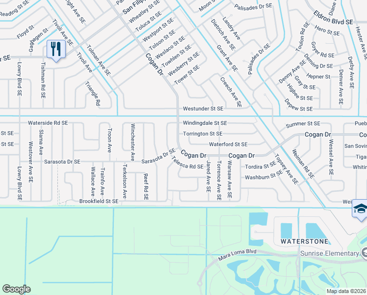 map of restaurants, bars, coffee shops, grocery stores, and more near 1871 Cogan Drive in Palm Bay