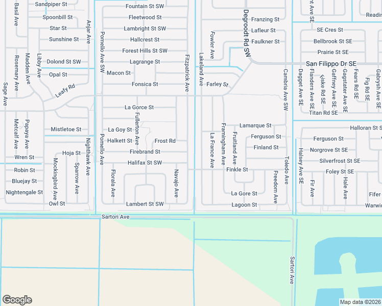 map of restaurants, bars, coffee shops, grocery stores, and more near 3251 Fitzpatrick Avenue in Palm Bay
