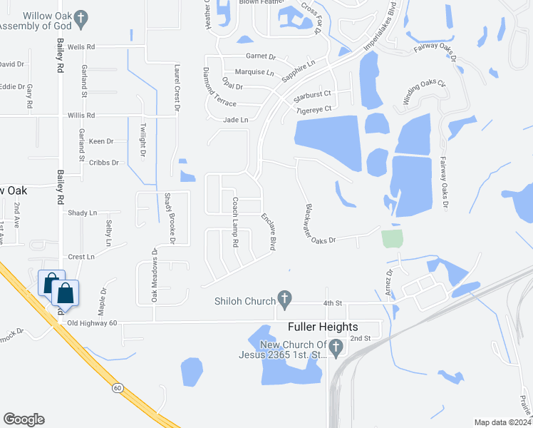 map of restaurants, bars, coffee shops, grocery stores, and more near 3309 Enclave Boulevard in Mulberry