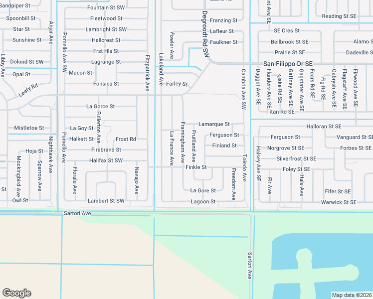 map of restaurants, bars, coffee shops, grocery stores, and more near 3259 Framingham Avenue in Palm Bay