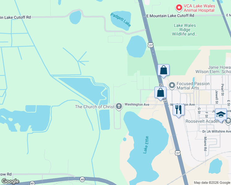 map of restaurants, bars, coffee shops, grocery stores, and more near 216 West Northside Drive in Lake Wales