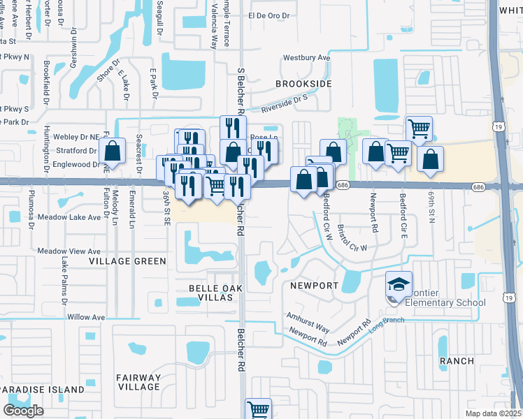 map of restaurants, bars, coffee shops, grocery stores, and more near 4091 Amtc Center Dr in Clearwater