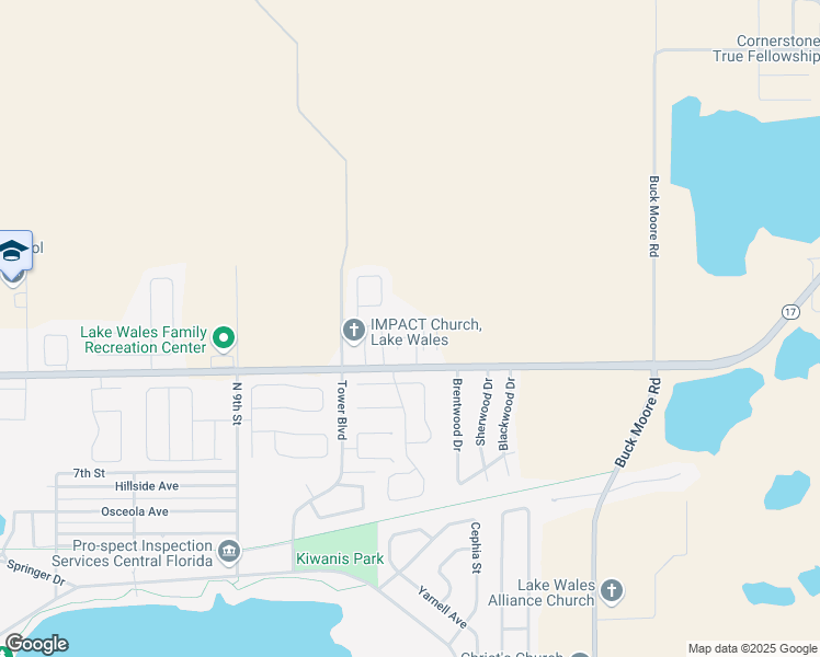 map of restaurants, bars, coffee shops, grocery stores, and more near 1201 Burns Avenue in Lake Wales