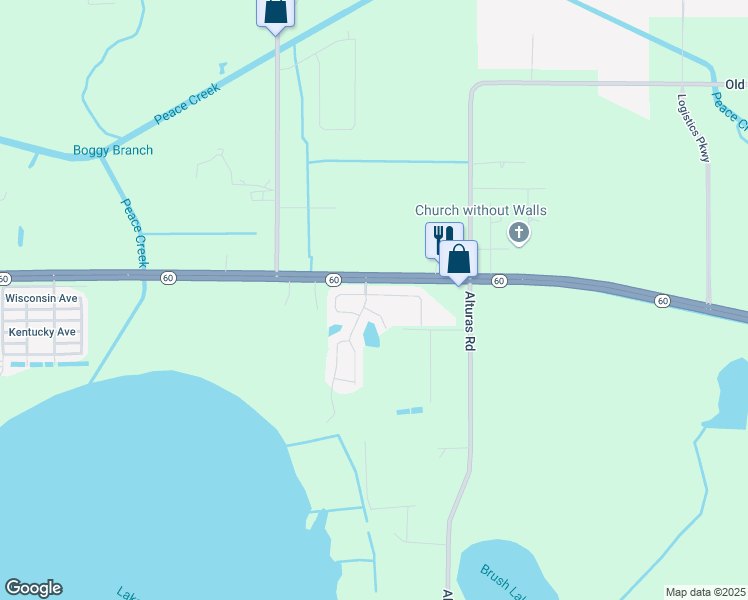 map of restaurants, bars, coffee shops, grocery stores, and more near 7303 Thomas Jefferson Circle East in Bartow