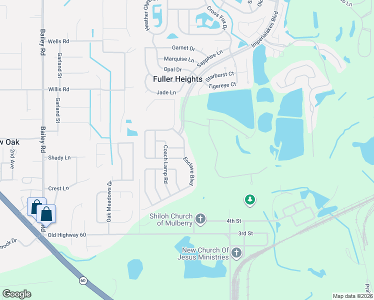 map of restaurants, bars, coffee shops, grocery stores, and more near 3243 Imperial Manor Way in Mulberry