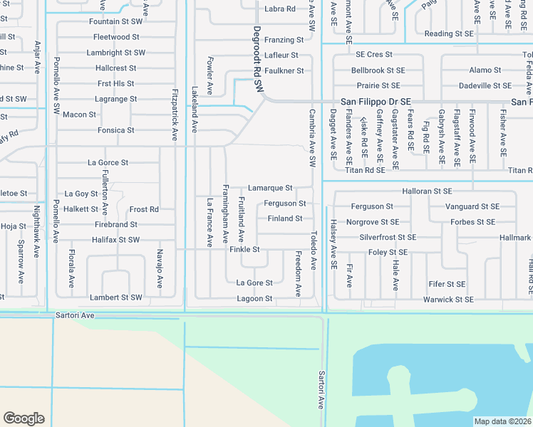 map of restaurants, bars, coffee shops, grocery stores, and more near 181 Finland Street in Palm Bay