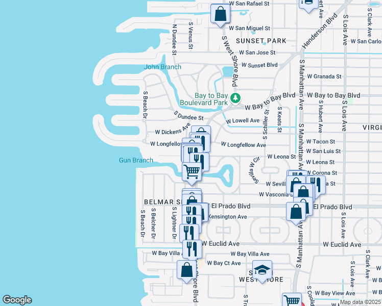map of restaurants, bars, coffee shops, grocery stores, and more near 3301 County Road 587 in Tampa