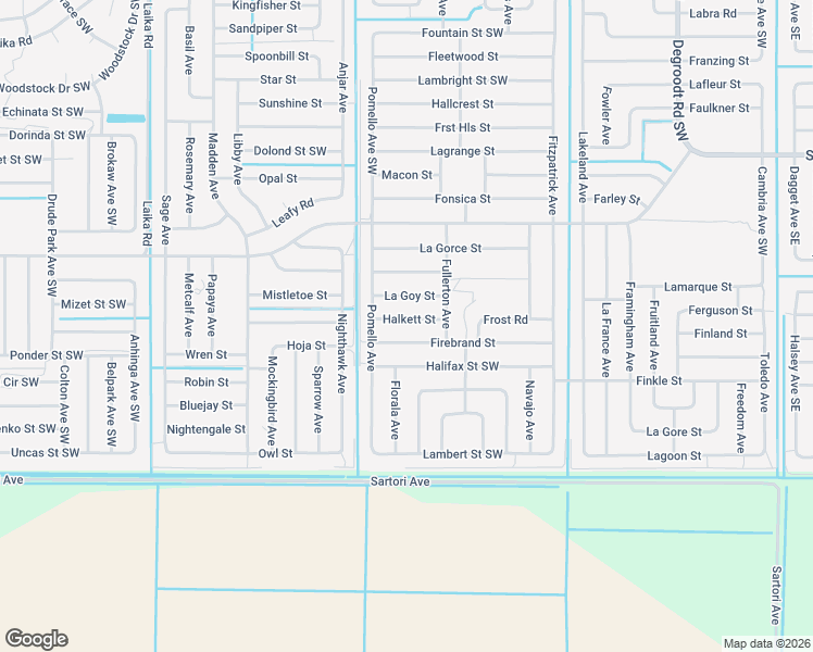 map of restaurants, bars, coffee shops, grocery stores, and more near 561 Firebrand Street in Palm Bay