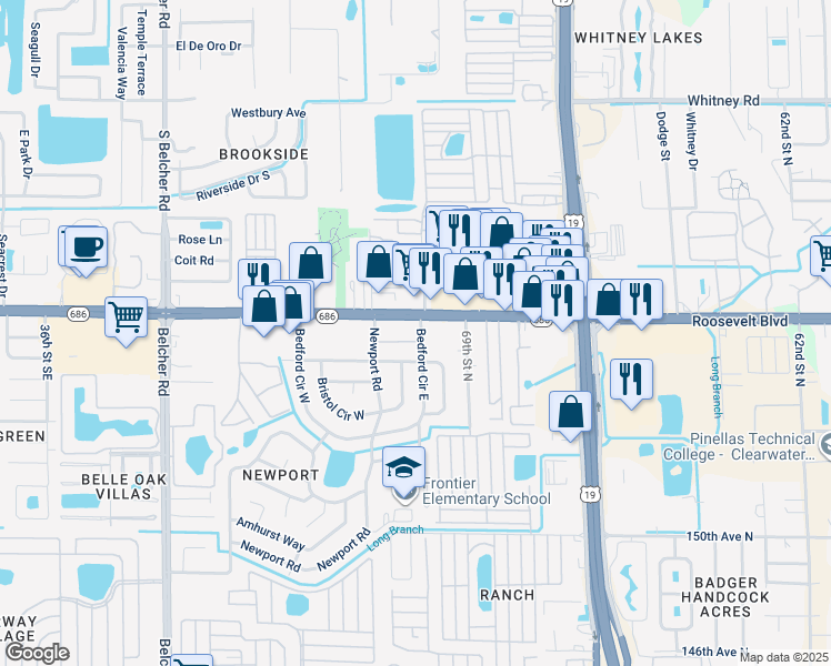 map of restaurants, bars, coffee shops, grocery stores, and more near 4960 E Bay Dr in Clearwater