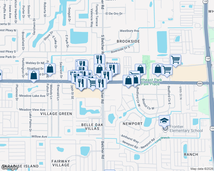 map of restaurants, bars, coffee shops, grocery stores, and more near in Largo
