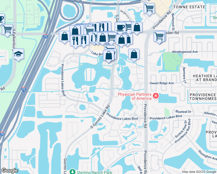 map of restaurants, bars, coffee shops, grocery stores, and more near 1200 Astor Commons Place in Brandon