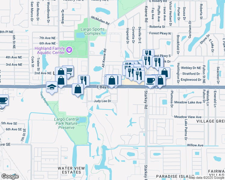 map of restaurants, bars, coffee shops, grocery stores, and more near 1995 Florida 686 in Largo