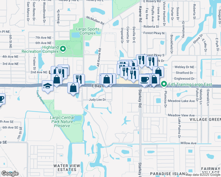 map of restaurants, bars, coffee shops, grocery stores, and more near 1995 Florida 686 in Largo