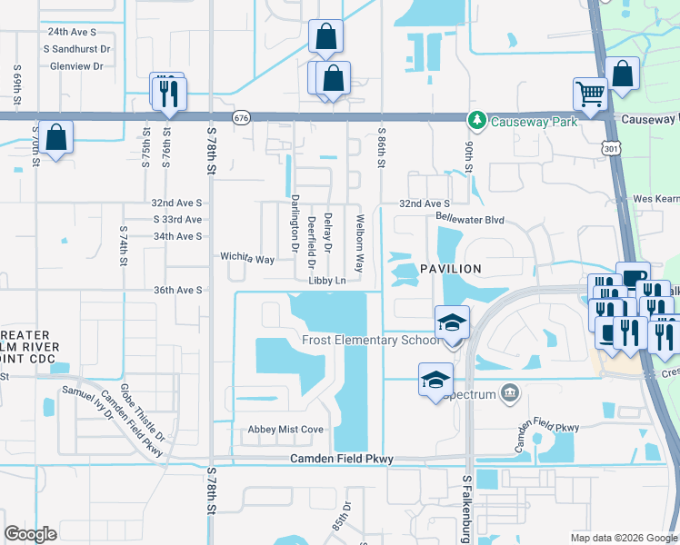 map of restaurants, bars, coffee shops, grocery stores, and more near 3233 Clifford Sample Drive in Tampa