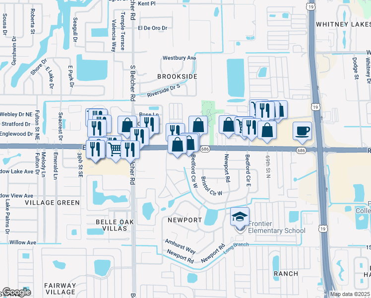 map of restaurants, bars, coffee shops, grocery stores, and more near in Largo