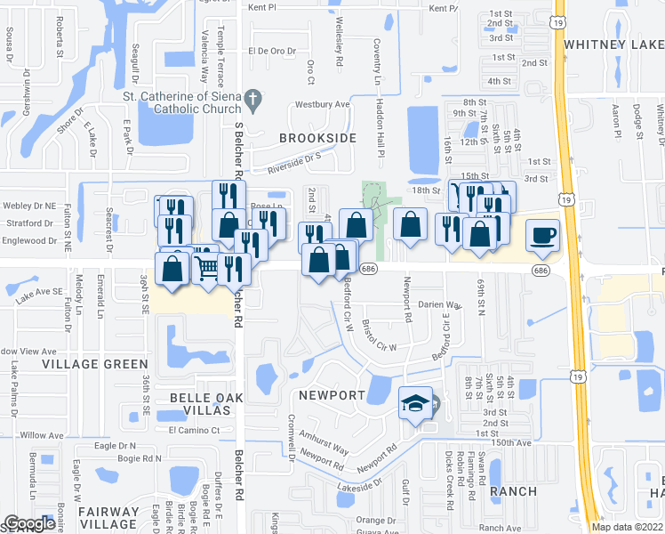 map of restaurants, bars, coffee shops, grocery stores, and more near in Largo