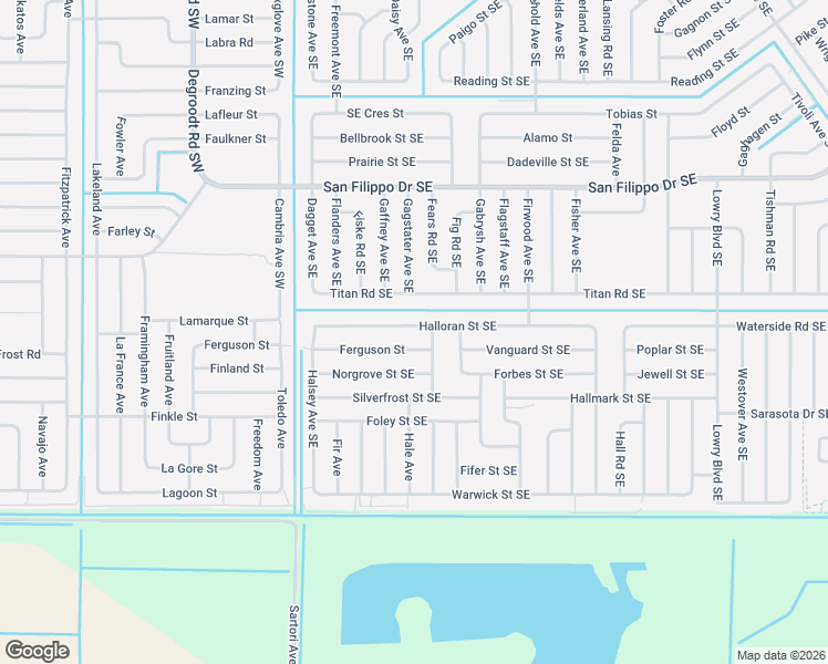 map of restaurants, bars, coffee shops, grocery stores, and more near 270 Halloran Street Southeast in Palm Bay