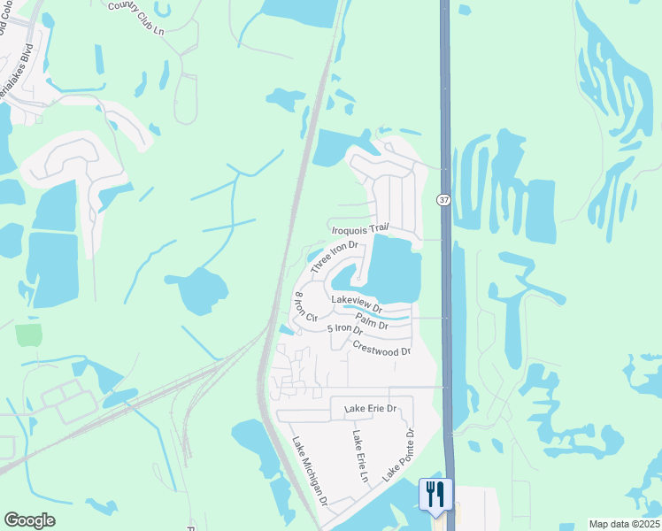 map of restaurants, bars, coffee shops, grocery stores, and more near 131 Lakeview Drive in Mulberry