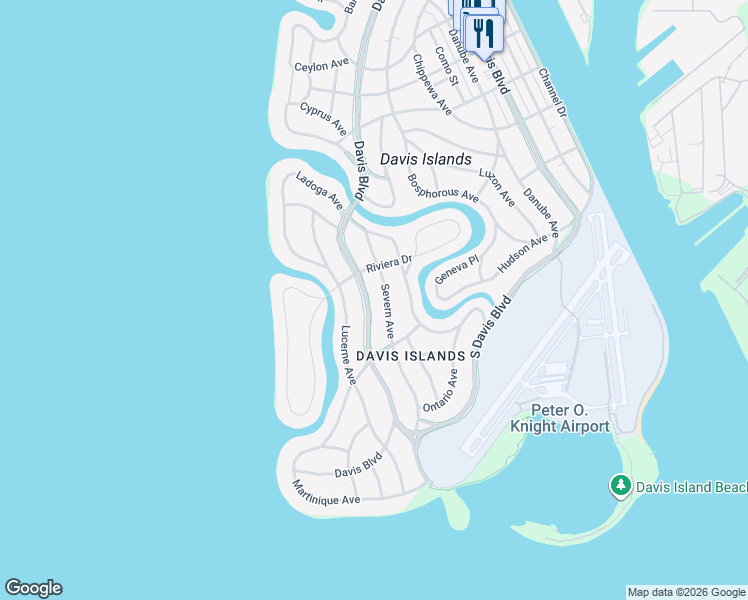 map of restaurants, bars, coffee shops, grocery stores, and more near 481 West Davis Boulevard in Tampa