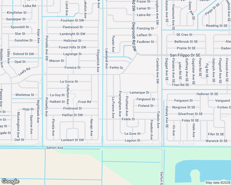map of restaurants, bars, coffee shops, grocery stores, and more near 3190 La France Avenue in Palm Bay