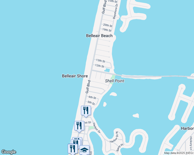 map of restaurants, bars, coffee shops, grocery stores, and more near 109 9th Street in Belleair Beach