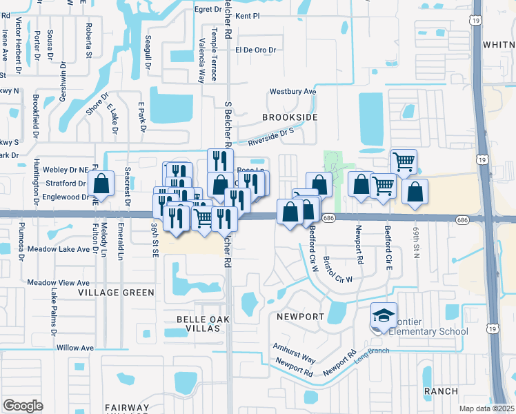 map of restaurants, bars, coffee shops, grocery stores, and more near in Largo