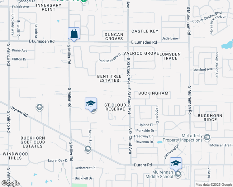 map of restaurants, bars, coffee shops, grocery stores, and more near 1624 South Saint Cloud Avenue in Valrico