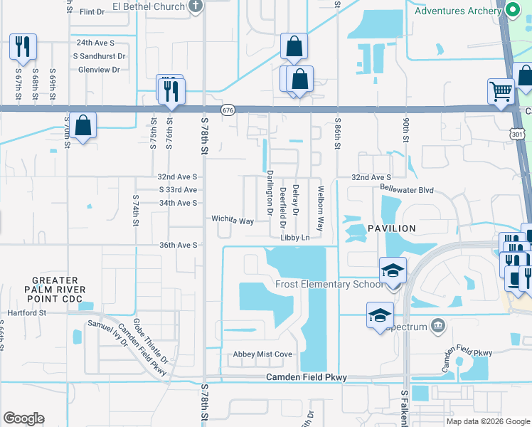 map of restaurants, bars, coffee shops, grocery stores, and more near 8105 Wichita Way in Tampa